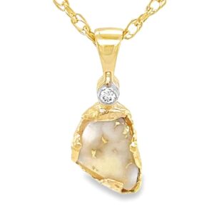 Gold Quartz Freeform Pendant, Alaska Mint