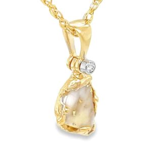 Gold Quartz Freeform Pendant, Alaska Mint