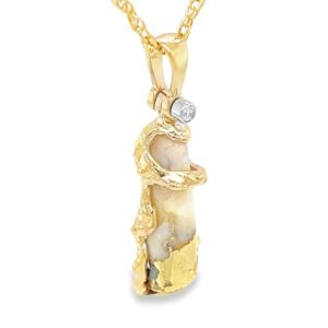 Gold Quartz Freeform Pendant, Alaska Mint