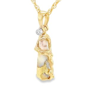 Gold Quartz Freeform Pendant, Alaska Mint