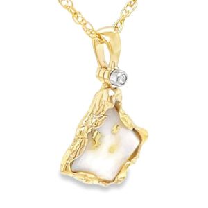 Gold Quartz Freeform Pendant, Alaska Mint