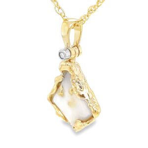 Gold Quartz Freeform Pendant, Alaska Mint