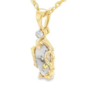 Gold Quartz Freeform 14k Pendant, Alaska Mint