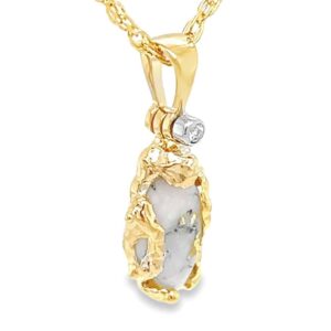 Gold Quartz Freeform 14k Pendant, Alaska Mint