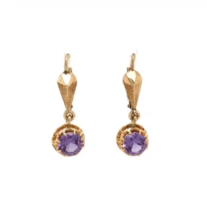 Estate Synthetic Alexandrite-Like Sapphire 14k Earrings