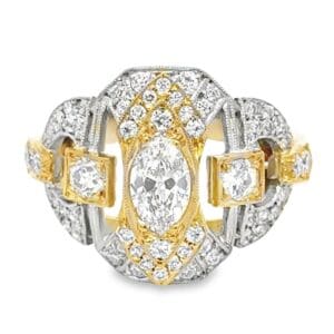 18k Platinum Marquise Diamond Ring, Alaska Mint
