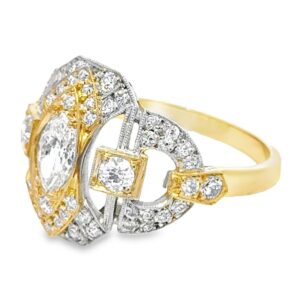 18k Platinum Marquise Diamond Ring, Alaska Mint