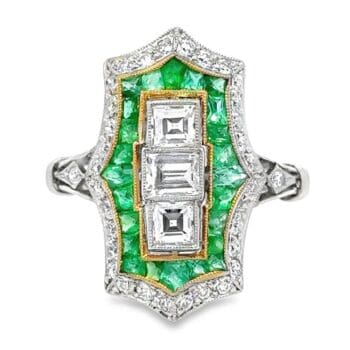 Platinum Emerald & Diamond Ring, Alaska Mint