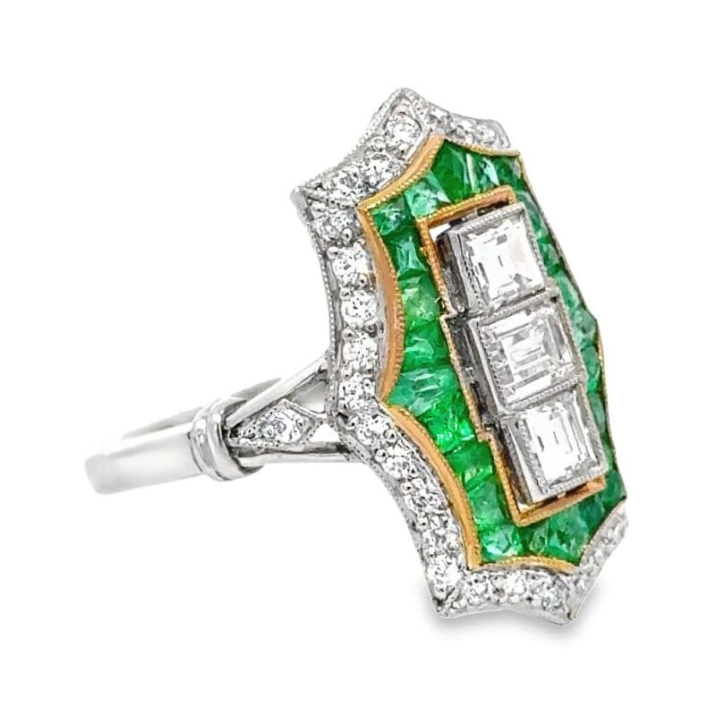 Platinum Emerald & Diamond Ring, Alaska Mint