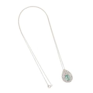 18k Pear Mint Paraiba Tourmaline & Diamond Necklace, Alaska Mint