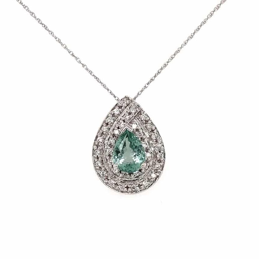 18k Pear Mint Paraiba Tourmaline & Diamond Necklace, Alaska Mint