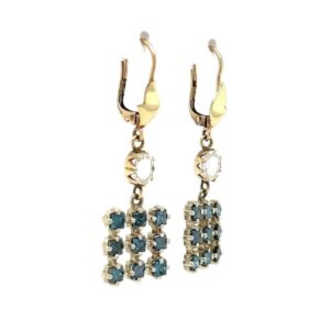 Oval White Topaz & Irradiated Blue Diamond Drop Earrings, Alaska Mint