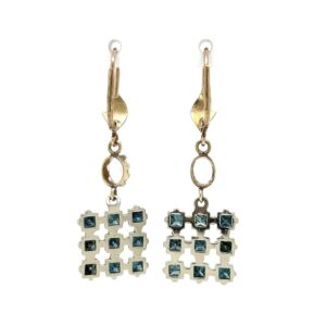 Oval White Topaz & Irradiated Blue Diamond Drop Earrings, Alaska Mint