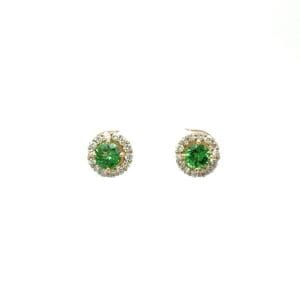 Tsavorite Garnet & Diamond Halo Stud Earrings, Alaska Mint