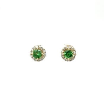 Tsavorite Garnet & Diamond Halo Stud Earrings, Alaska Mint