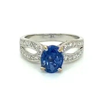 18k White Gold Sapphire & Diamond Ring, Alaska Mint