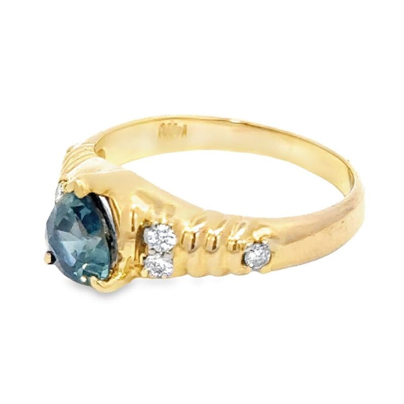Pear 1.3ct Sapphire & Diamond Ring, Alaska Mint