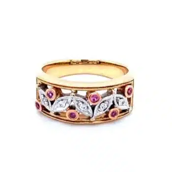 2-Tone Pink Sapphire & Diamond Ring, Alaska Mint