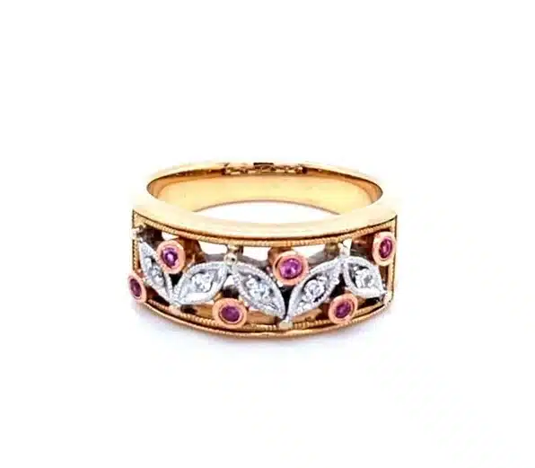 2-Tone Pink Sapphire & Diamond Ring, Alaska Mint