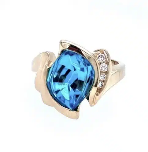 5.16ct Blue Topaz & Diamond Ring, Alaska Mint