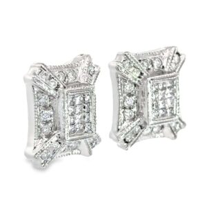 Diamond and 14k White Gold Earrings, Alaska Mint