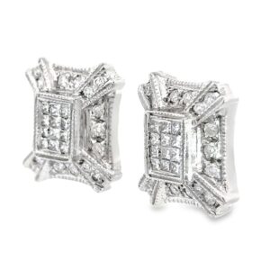 Diamond and 14k White Gold Earrings, Alaska Mint
