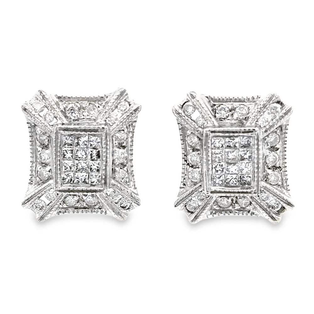 Diamond and 14k White Gold Earrings, Alaska Mint