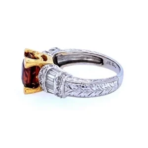 2-Tone Zircon & Diamond 18k Ring, Alaska Mint