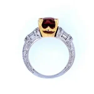2-Tone Zircon & Diamond 18k Ring, Alaska Mint