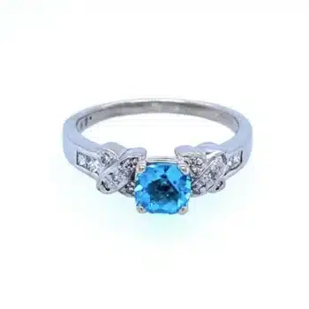 Platinum Blue Topaz Diamond Ring, Alaska Mint