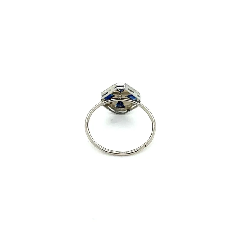 Art Deco Sapphire & Diamond 20k Ring, Alaska Mint