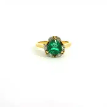 Emerald 18k Yellow Gold & Diamond Ring, Alaska Mint