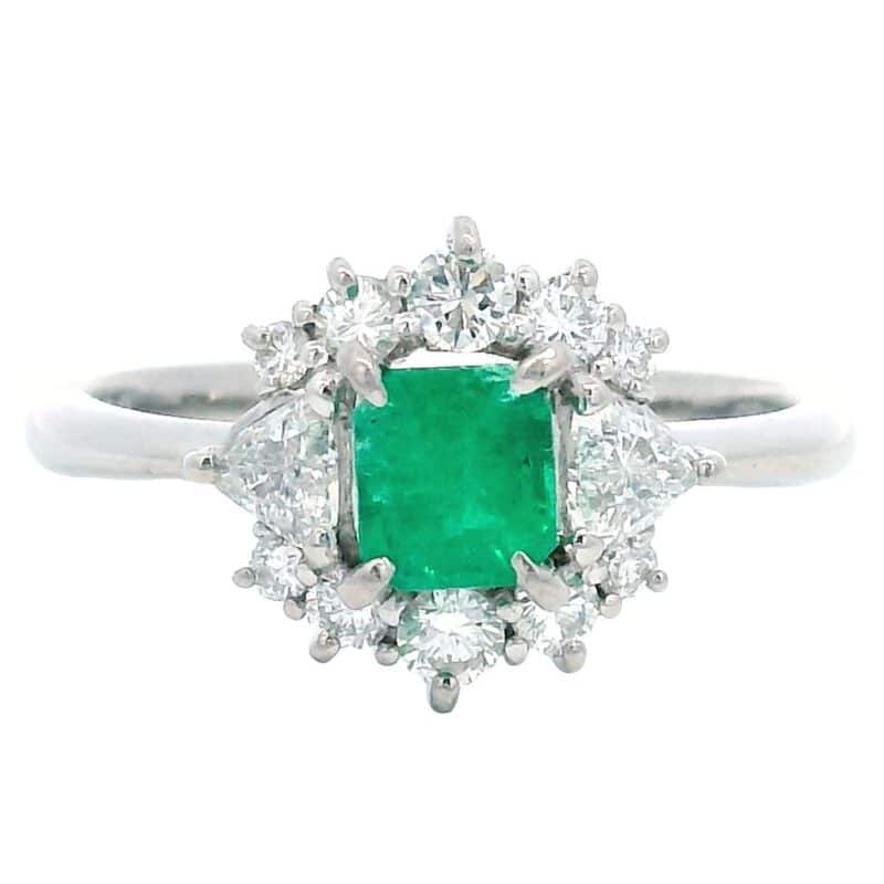Platinum Emerald Ring with Diamonds, Alaska Mint
