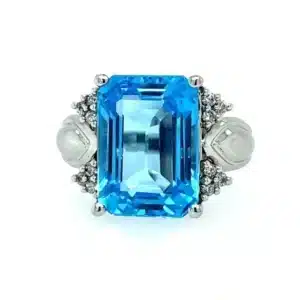 9.5ct Blue Topaz Ring with Diamonds, Alaska Mint