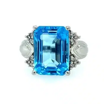 9.5ct Blue Topaz Ring with Diamonds, Alaska Mint