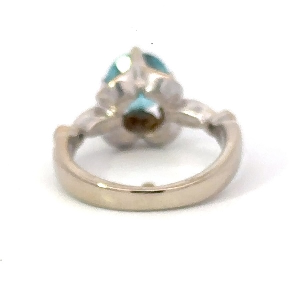 Blue Zircon 18k Ring with Diamonds 075605 - Image 3