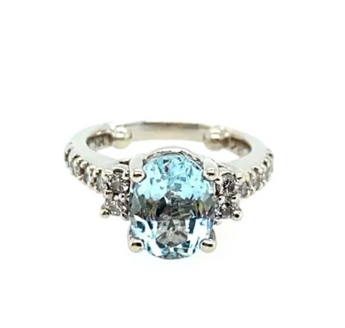 2.28ct Aquamarine Ring with Diamonds, Alaska Mint