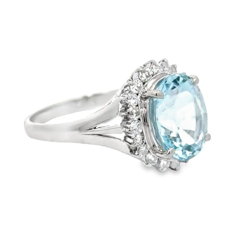 Platinum Aquamarine Ring with Diamonds, Alaska Mint