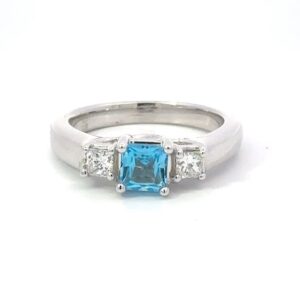 Blue Topaz & Diamond Estate Ring 075614