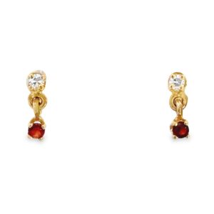 Round Brilliant Cut Garnet & Diamond Drop Stud Earrings, Alaska Mint