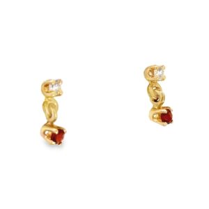 Round Brilliant Cut Garnet & Diamond Drop Stud Earrings, Alaska Mint