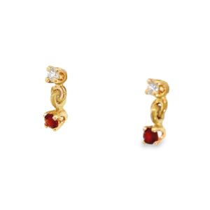 Round Brilliant Cut Garnet & Diamond Drop Stud Earrings, Alaska Mint