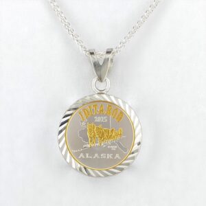 2025 Official Iditarod 1/10 oz Gold Relief Diamond Cut Pendant