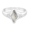 Diamond Shape Gold Quartz Diamond Ring Inlaid Design, Alaska Mint