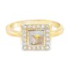 Gold Quartz Ring Square Inlaid Diamonds Design, Alaska Mint