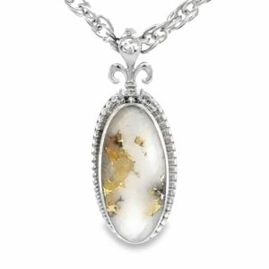 White Gold Oval Gold Quartz Pendant, Alaska Mint