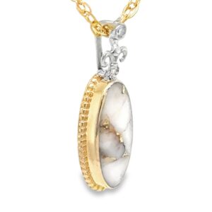 14k 2-Tone Oval Gold Quartz Pendant, Alaska Mint