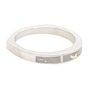 White Gold Gold Quartz Rectangle Inlaid Band, Alaska Mint