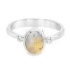 Oval with Diamonds Gold Quartz Ring White Gold, Alaska Mint