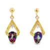 Teardrop Earrings Northern Lights Topaz with Gold Nugget, Alaska Mint